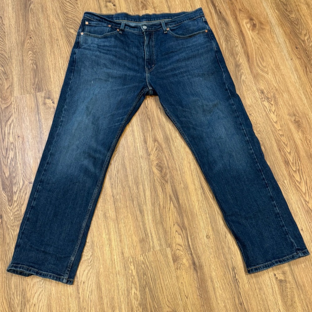 Levis 505 Regular Fit Straight Leg Dark Wash Blue Denim Jeans Mens 36x30